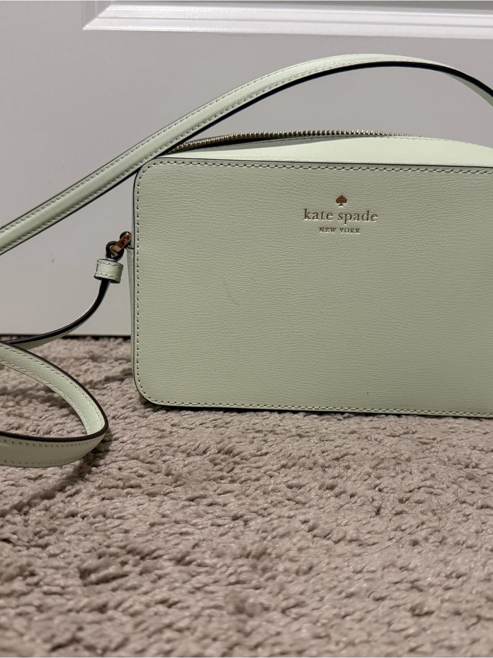 kate spade Mint Green Leather Crossbody Bag with Gold Logo
